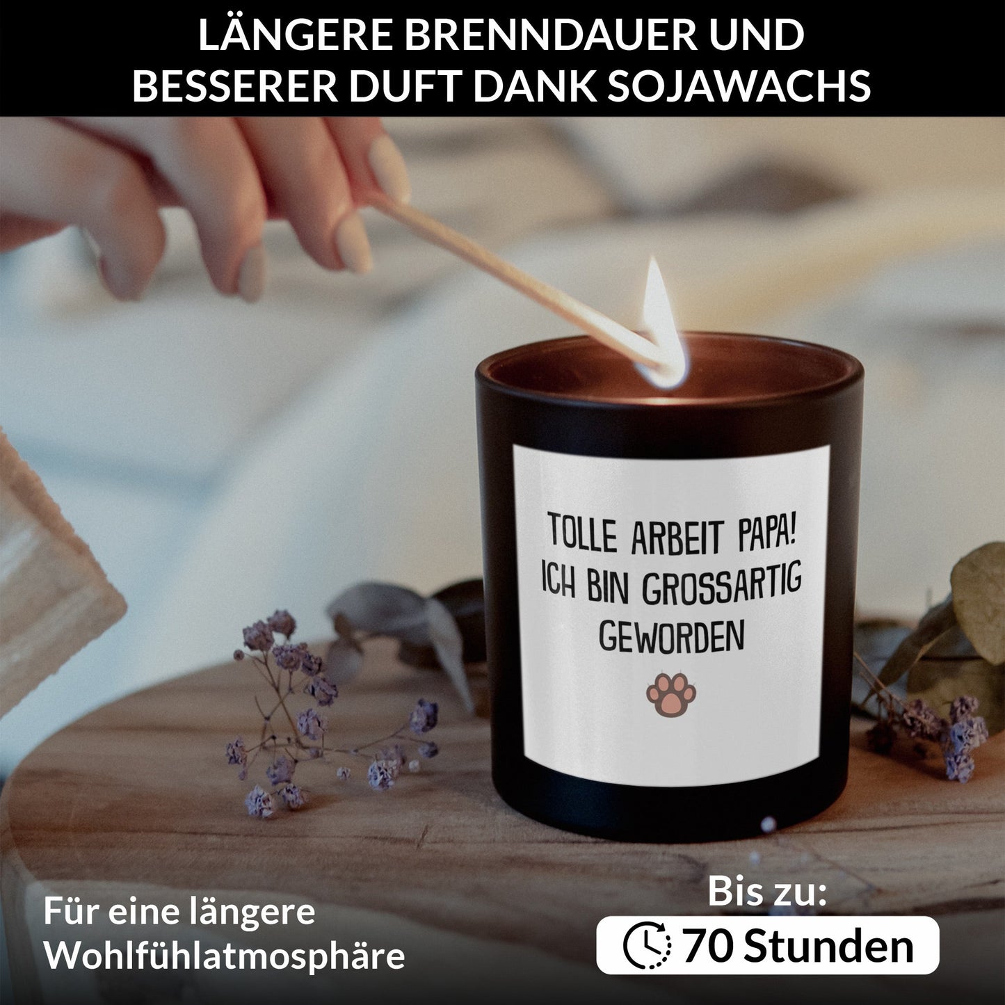 22Feels® Katzenpapa Geschenk HANDGEMACHTE Sojawachs Duft-Kerze im Glas (ZITRUS, VEGAN)-Spruchkerzen B1K1-22Feels