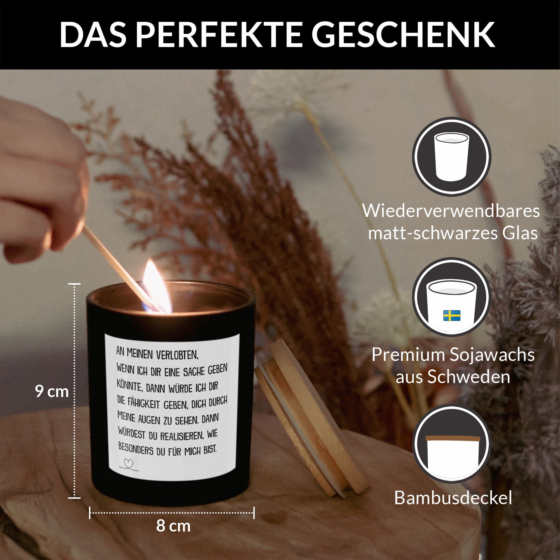 22Feels® Verlobung Männer Geschenk HANDGEMACHTE Sojawachs Duft-Kerze im Glas (ZITRUS, VEGAN)-Spruchkerzen B1K1-22Feels