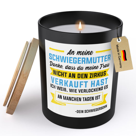 22Feels® Schwiegermama Geschenk HANDGEMACHTE Sojawachs Duft-Kerze im Glas (ZITRUS, VEGAN)-Spruchkerzen B1K1-22Feels