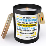 22Feels® Schwiegermama Geschenk HANDGEMACHTE Sojawachs Duft-Kerze im Glas (ZITRUS, VEGAN)-Spruchkerzen B1K1-22Feels