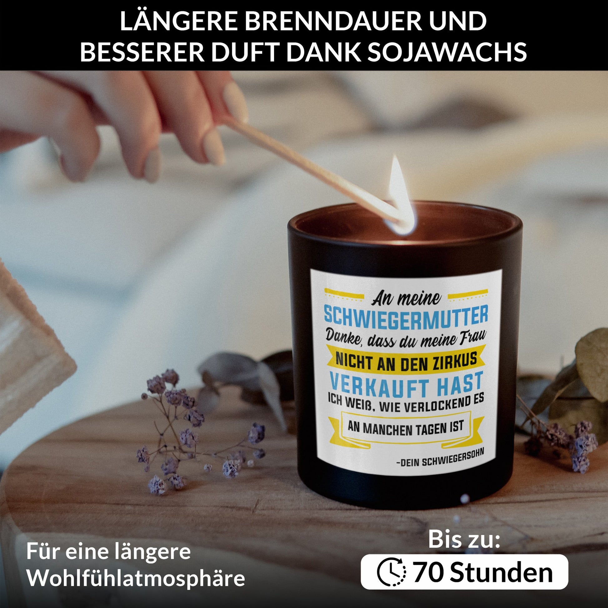 22Feels® Schwiegermama Geschenk HANDGEMACHTE Sojawachs Duft-Kerze im Glas (ZITRUS, VEGAN)-Spruchkerzen B1K1-22Feels