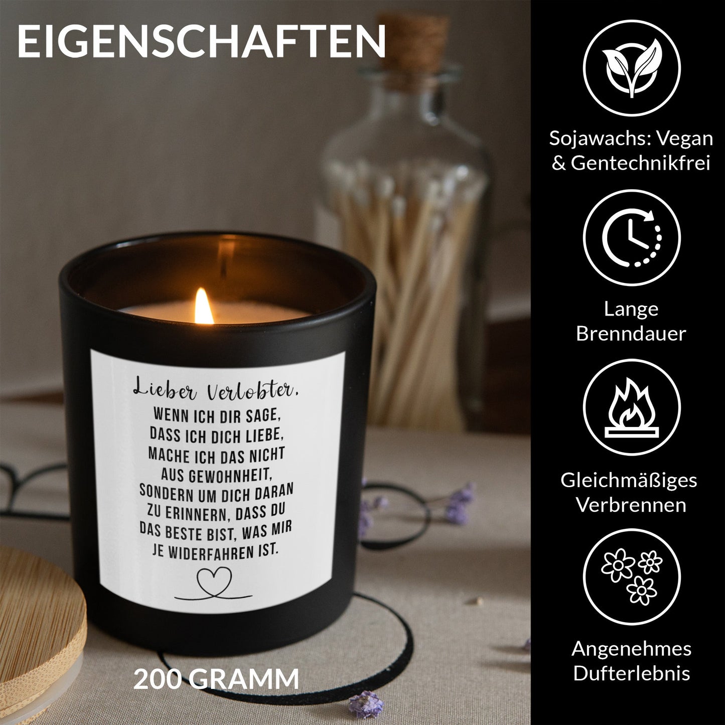 22Feels® Verlobung Männer Geschenk HANDGEMACHTE Sojawachs Duft-Kerze im Glas (ZITRUS, VEGAN)-Spruchkerzen B1K1-22Feels