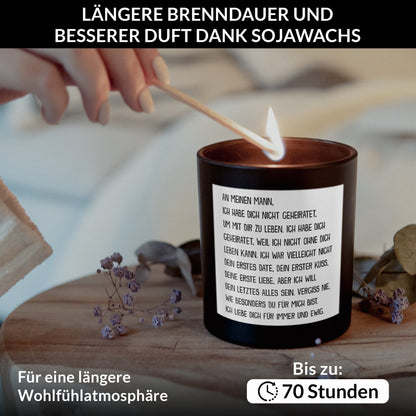 22Feels® Ehemann Hochzeitstag Geschenk HANDGEMACHTE Sojawachs Duft-Kerze im Glas (ZITRUS, VEGAN)-Spruchkerzen B1K1-22Feels