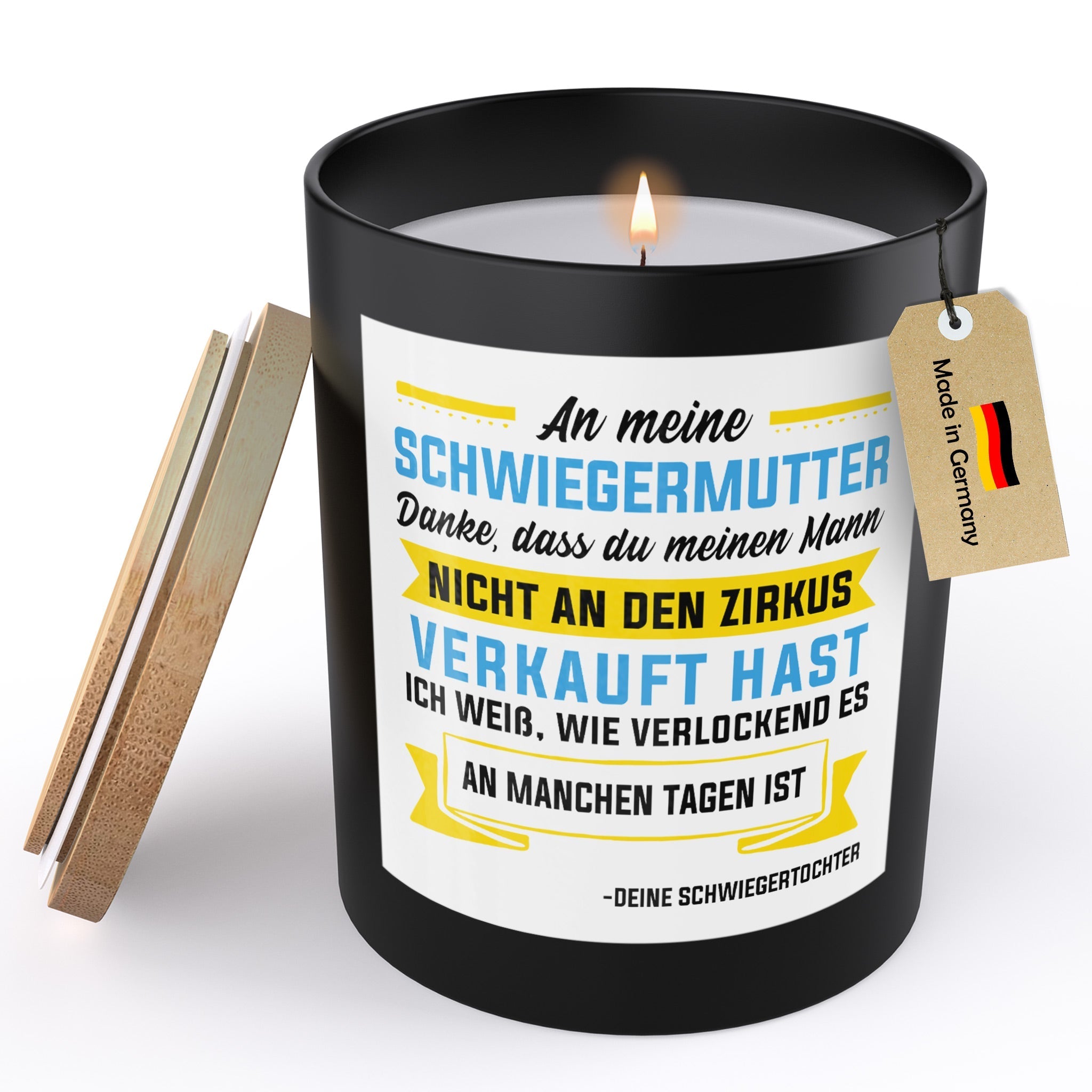 22Feels® Schwiegermama Geschenk HANDGEMACHTE Sojawachs Duft-Kerze im Glas (ZITRUS, VEGAN)-Spruchkerzen B1K1-22Feels