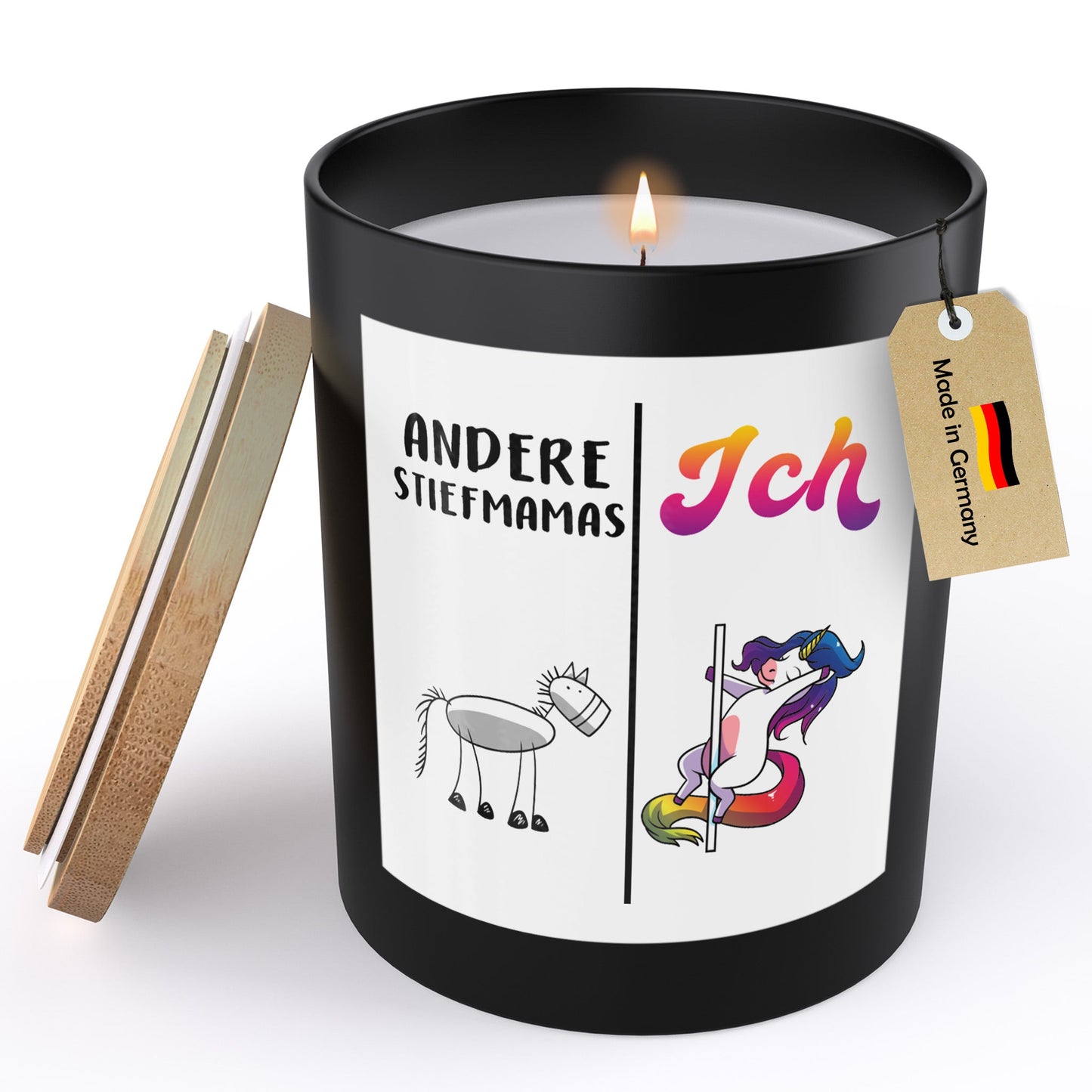 22Feels® Stiefmama Geschenk HANDGEMACHTE Sojawachs Duft-Kerze im Glas (ZITRUS, VEGAN)-Spruchkerzen B1K1-22Feels