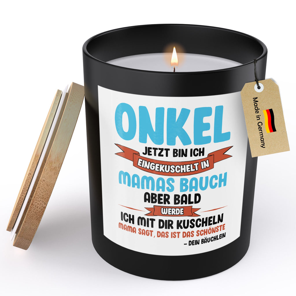 22Feels® Spruchkerze Du Wirst Onkel Schwangerschaft Geschenk HANDGEMACHTE Sojawachs Duft-Kerze im Glas (ZITRUS, VEGAN)-Spruchkerzen B1K1-22Feels