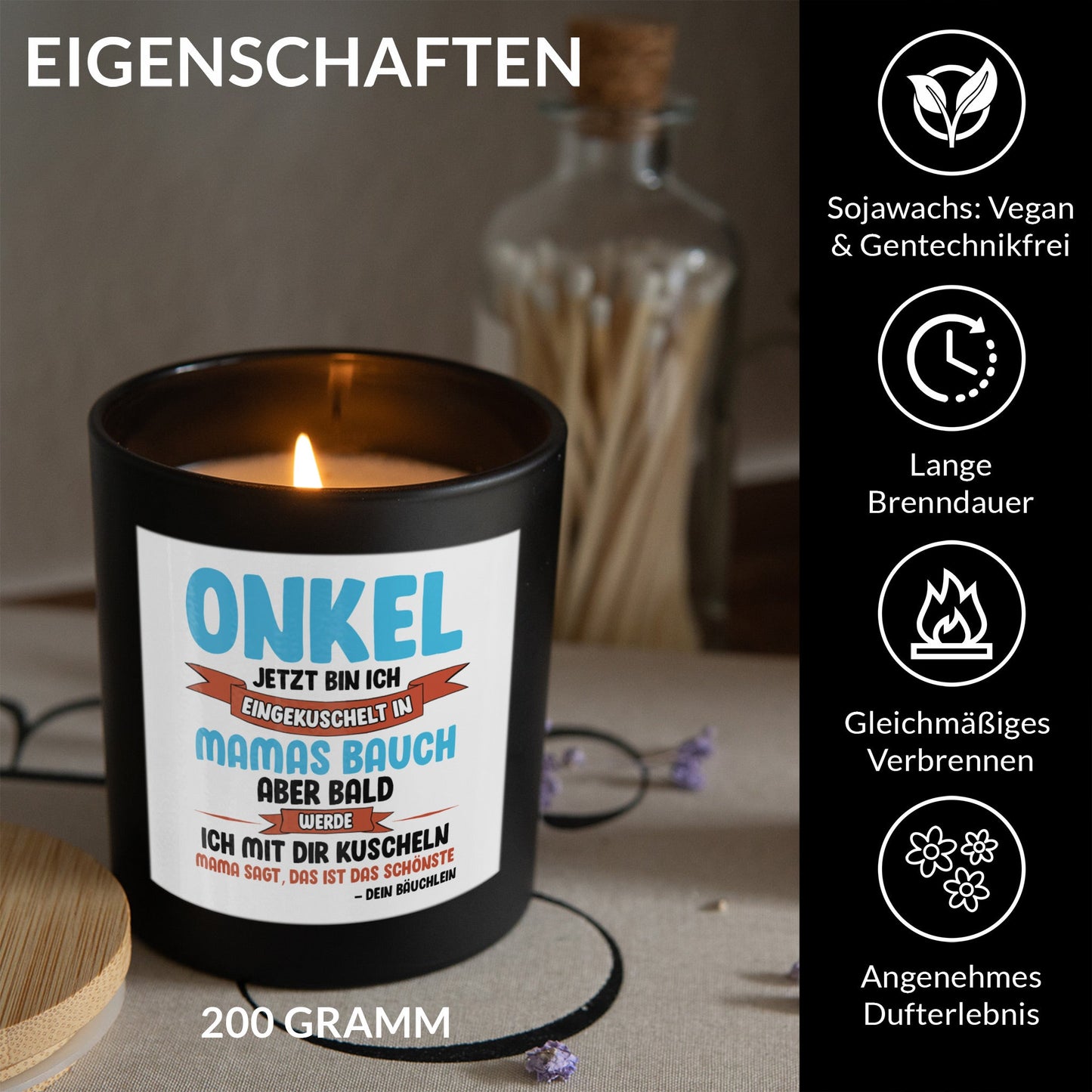 22Feels® Spruchkerze Du Wirst Onkel Schwangerschaft Geschenk HANDGEMACHTE Sojawachs Duft-Kerze im Glas (ZITRUS, VEGAN)-Spruchkerzen B1K1-22Feels
