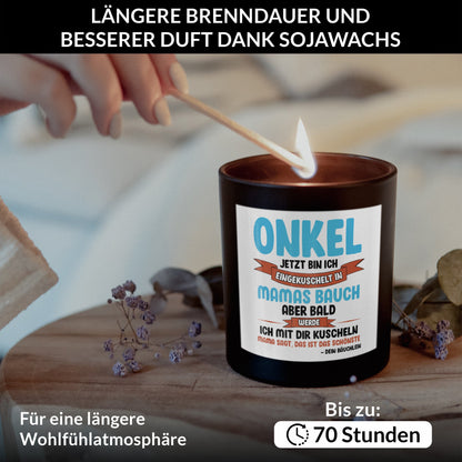 22Feels® Spruchkerze Du Wirst Onkel Schwangerschaft Geschenk HANDGEMACHTE Sojawachs Duft-Kerze im Glas (ZITRUS, VEGAN)-Spruchkerzen B1K1-22Feels