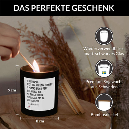 22Feels® Spruchkerze Du Wirst Onkel Schwangerschaft Geschenk HANDGEMACHTE Sojawachs Duft-Kerze im Glas (ZITRUS, VEGAN)-Spruchkerzen B1K1-22Feels
