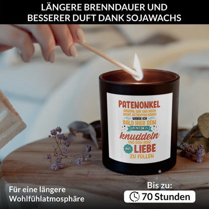 22Feels® Spruchkerze Du Wirst Patenonkel Schwangerschaft Geschenk HANDGEMACHTE Sojawachs Duft-Kerze im Glas (ZITRUS, VEGAN)-Spruchkerzen B1K1-22Feels