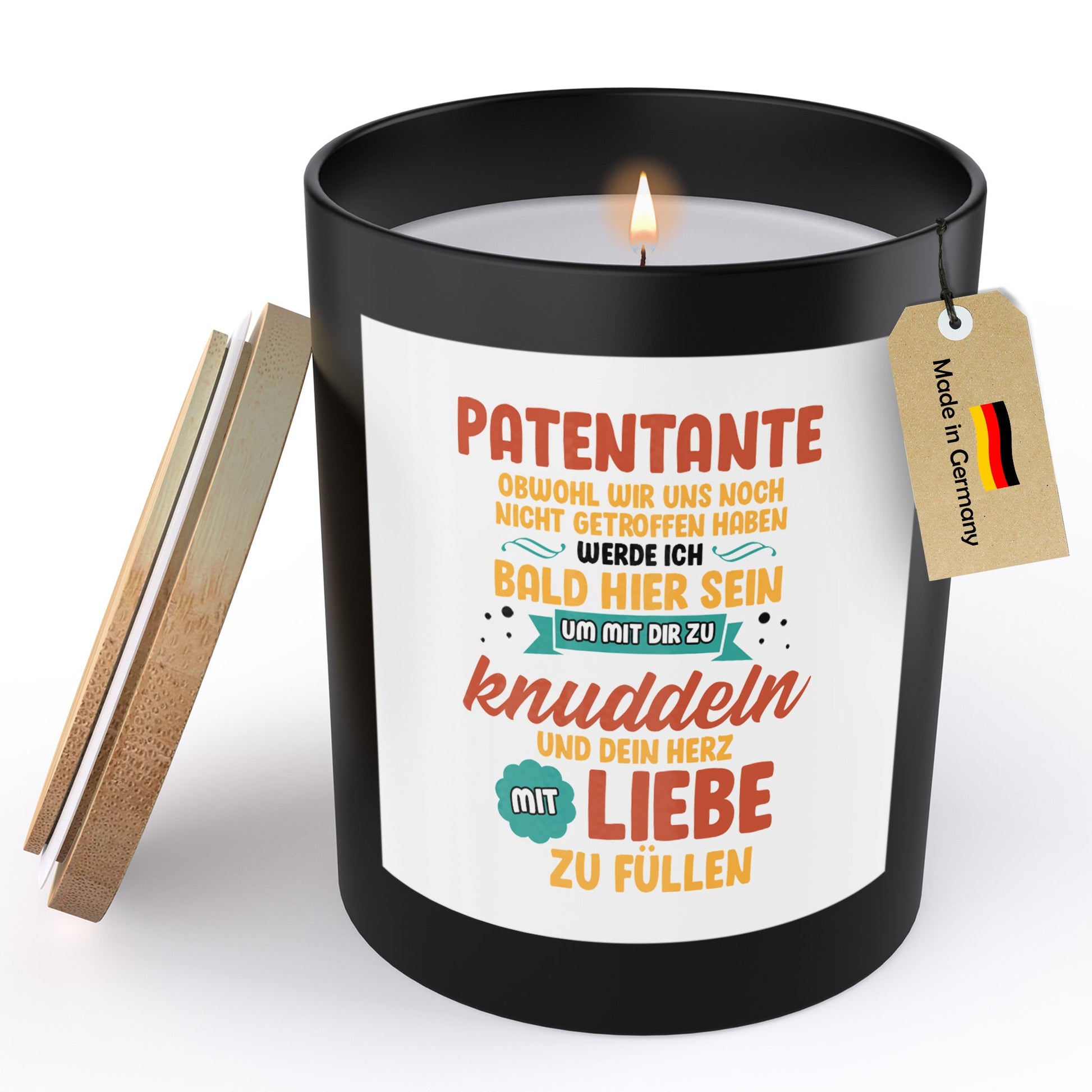 22Feels® Spruchkerze Du Wirst Patentante Schwangerschaft Geschenk HANDGEMACHTE Sojawachs Duft-Kerze im Glas (ZITRUS, VEGAN)-Spruchkerzen B1K1-22Feels
