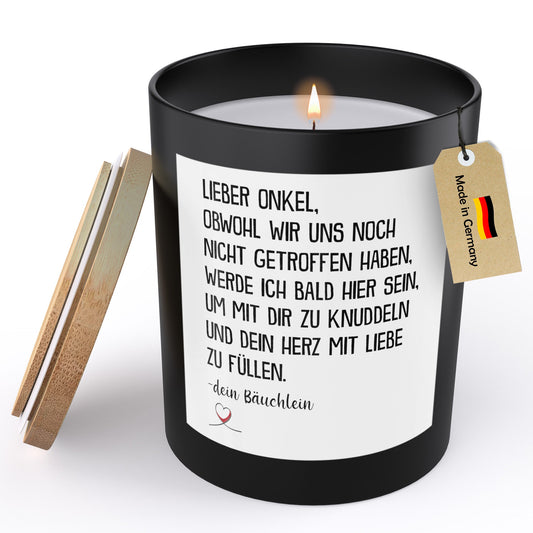 22Feels® Spruchkerze Du Wirst Onkel Schwangerschaft Geschenk HANDGEMACHTE Sojawachs Duft-Kerze im Glas (ZITRUS, VEGAN)-Spruchkerzen B1K1-22Feels