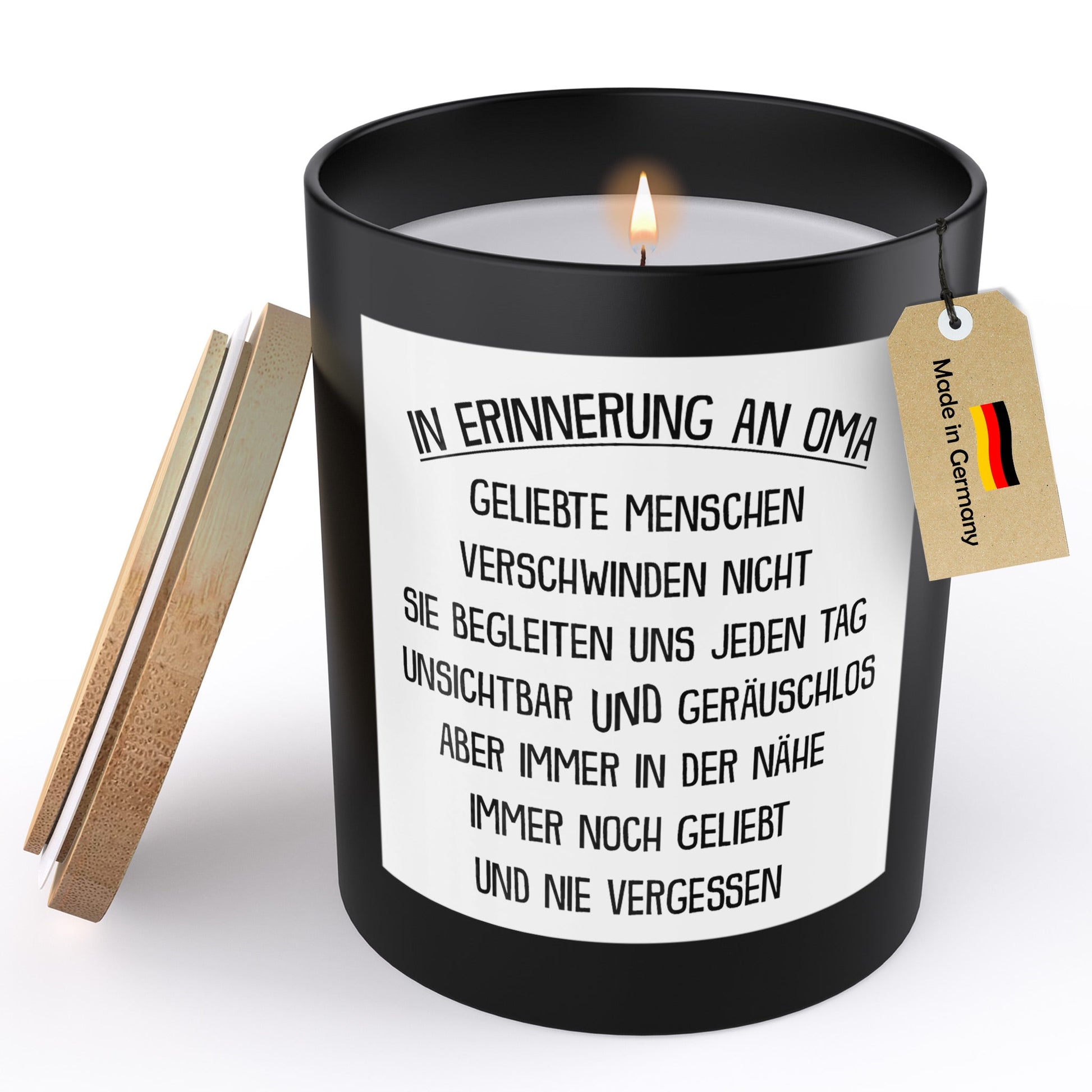 22Feels® Trauerkerze Oma Kondolenz Geschenk HANDGEMACHTE Sojawachs Duft-Kerze im Glas (ZITRUS, VEGAN)-Spruchkerzen B1K1-22Feels