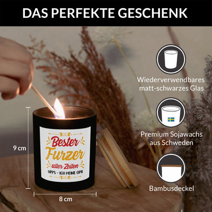 22Feels® Opa Geschenk HANDGEMACHTE Sojawachs Duft-Kerze im Glas (ZITRUS, VEGAN)-Spruchkerzen B1K1-22Feels