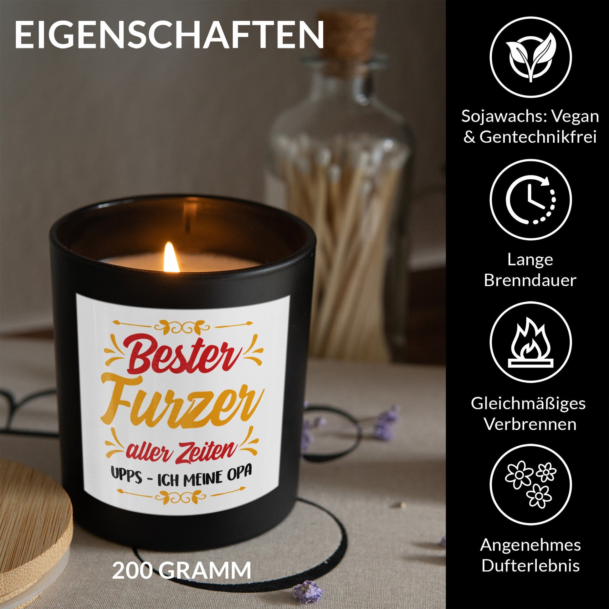 22Feels® Opa Geschenk HANDGEMACHTE Sojawachs Duft-Kerze im Glas (ZITRUS, VEGAN)-Spruchkerzen B1K1-22Feels
