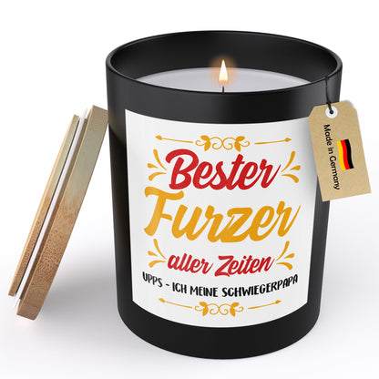 22Feels® Schwiegervater Geschenk HANDGEMACHTE Sojawachs Duft-Kerze im Glas (ZITRUS, VEGAN)-Spruchkerzen B1K1-22Feels