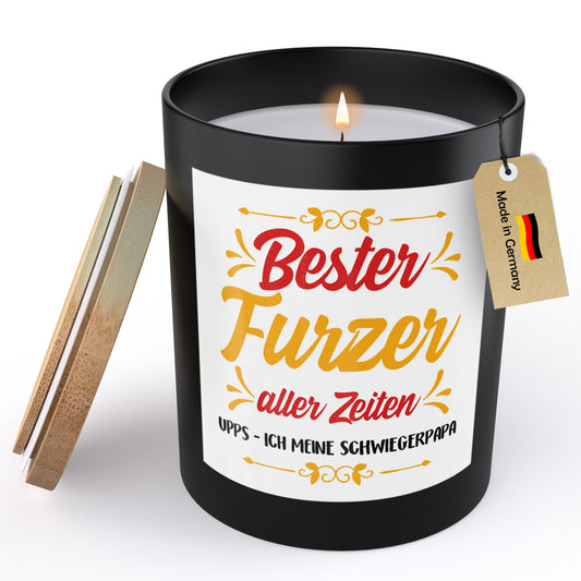 22Feels® Schwiegervater Geschenk HANDGEMACHTE Sojawachs Duft-Kerze im Glas (ZITRUS, VEGAN)-Spruchkerzen B1K1-22Feels