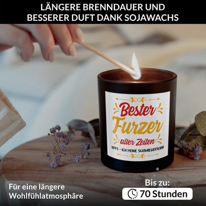 22Feels® Schwiegersohn Geschenk HANDGEMACHTE Sojawachs Duft-Kerze im Glas (ZITRUS, VEGAN)-Spruchkerzen B1K1-22Feels