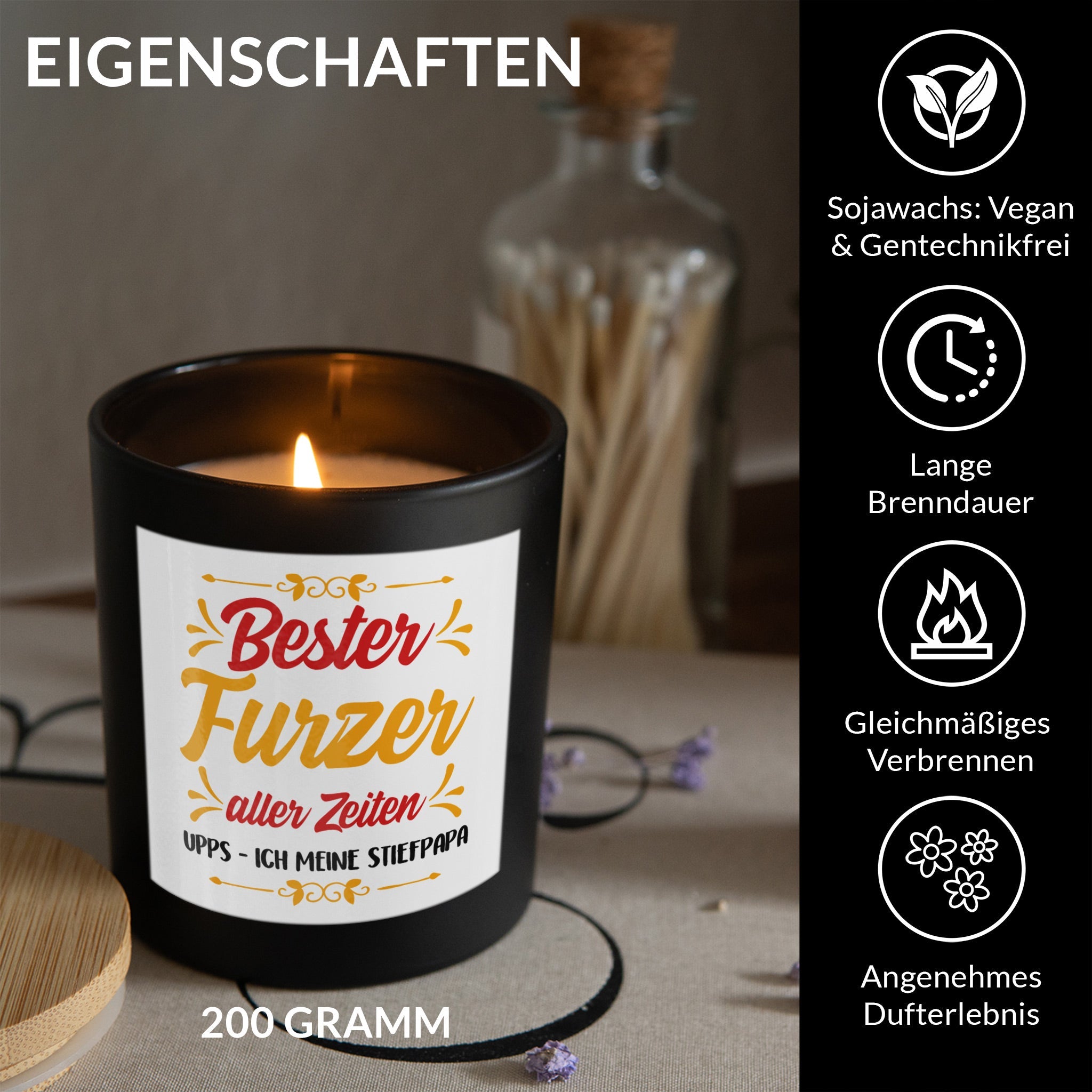 22Feels® Stiefpapa Geschenk HANDGEMACHTE Sojawachs Duft-Kerze im Glas (ZITRUS, VEGAN)-Spruchkerzen B1K1-22Feels