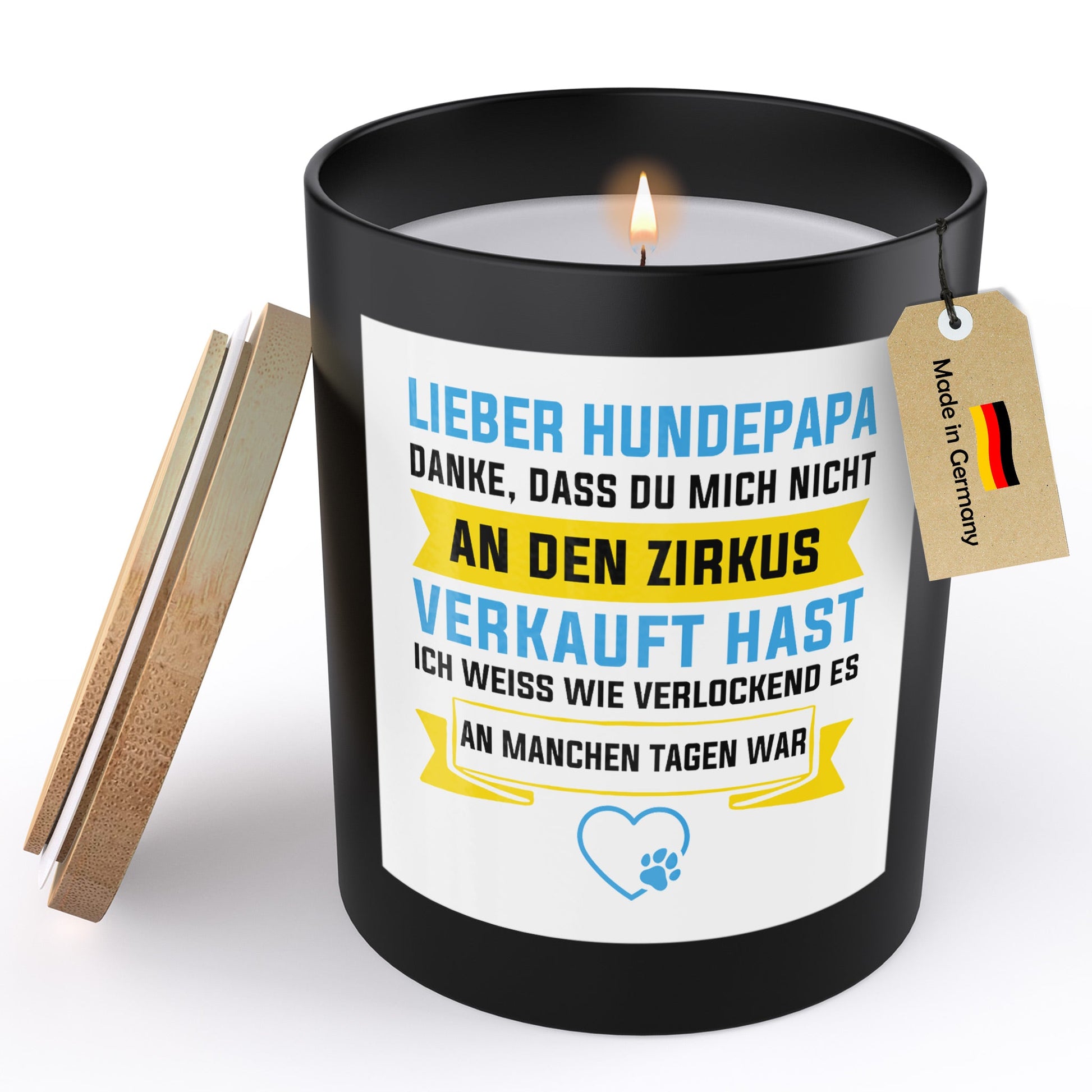 22Feels® Hundepapa Geschenk HANDGEMACHTE Sojawachs Duft-Kerze im Glas (ZITRUS, VEGAN)-Spruchkerzen B1K1-22Feels