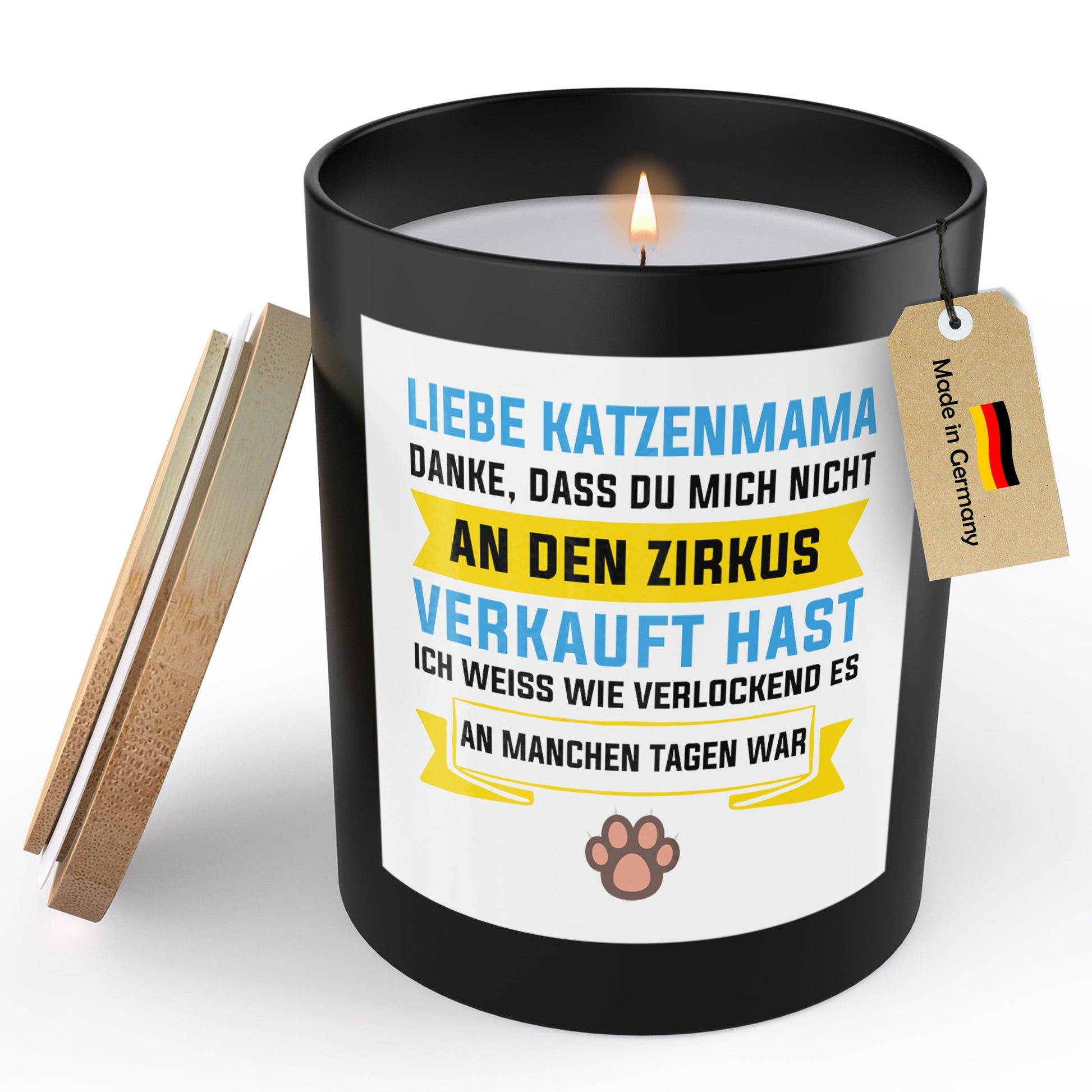 22Feels® Katzenmama Geschenk HANDGEMACHTE Sojawachs Duft-Kerze im Glas (ZITRUS, VEGAN)-Spruchkerzen B1K1-22Feels
