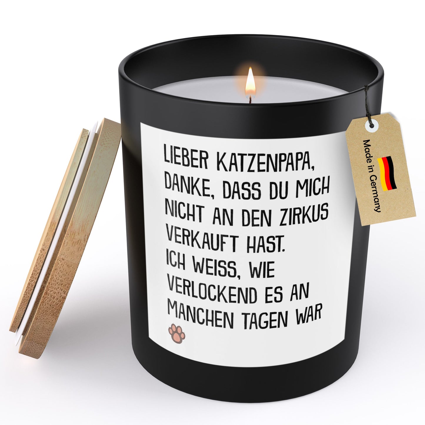 22Feels® Katzenpapa Geschenk HANDGEMACHTE Sojawachs Duft-Kerze im Glas (ZITRUS, VEGAN)-Spruchkerzen B1K1-22Feels