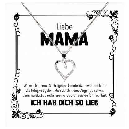 22Feels® Mama Geschenk Muttertag Geburtstag Frauen Schmuck mit Karte Herz Halskette Echt Silber Weihnachten Idee von Tochter oder Sohn-Schmuck mit Botschaftskarte - Herz21-22Feels