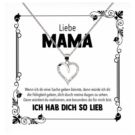22Feels® Mama Geschenk Muttertag Geburtstag Frauen Schmuck mit Karte Herz Halskette Echt Silber Weihnachten Idee von Tochter oder Sohn-Schmuck mit Botschaftskarte - Herz21-22Feels