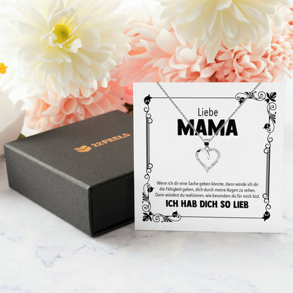 22Feels® Mama Geschenk Muttertag Geburtstag Frauen Schmuck mit Karte Herz Halskette Echt Silber Weihnachten Idee von Tochter oder Sohn-Schmuck mit Botschaftskarte - Herz21-22Feels
