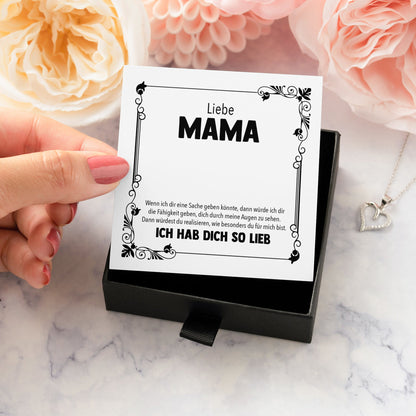 22Feels® Mama Geschenk Muttertag Geburtstag Frauen Schmuck mit Karte Herz Halskette Echt Silber Weihnachten Idee von Tochter oder Sohn-Schmuck mit Botschaftskarte - Herz21-22Feels