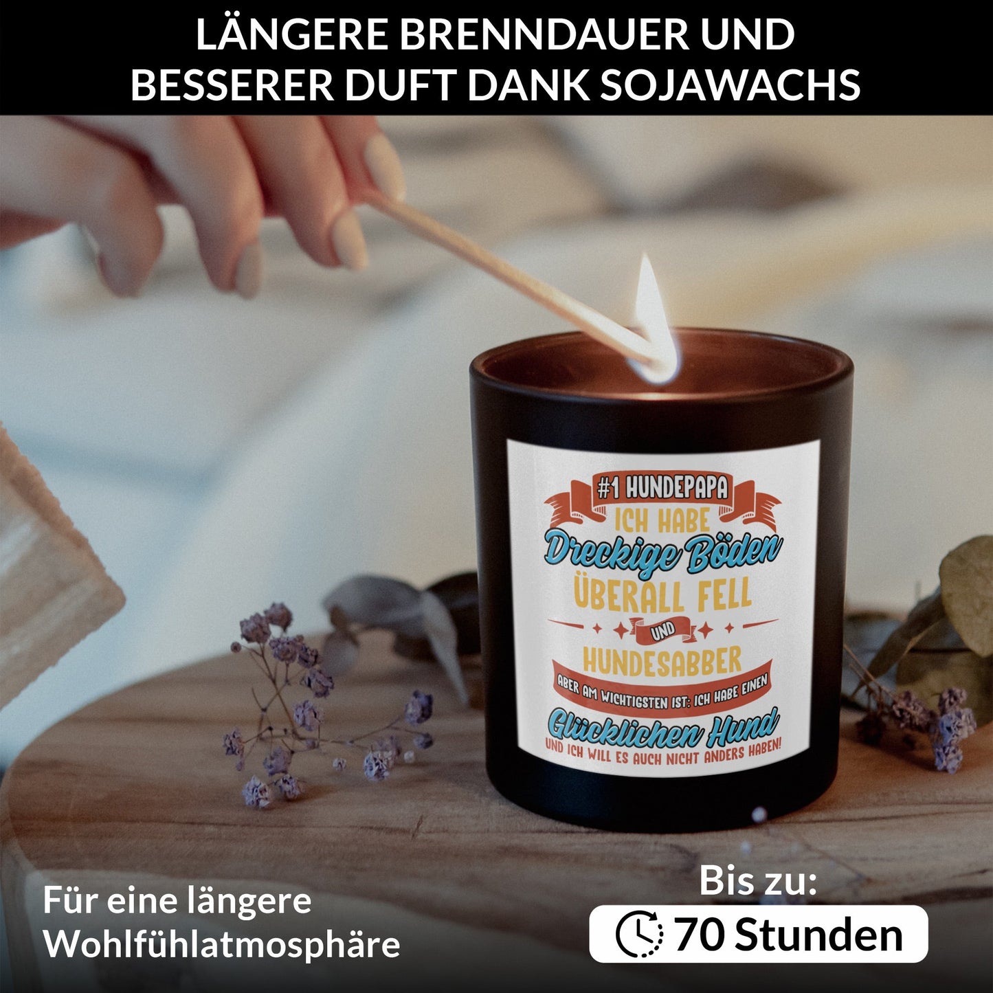 22Feels® Hundepapa Geschenk HANDGEMACHTE Sojawachs Duft-Kerze im Glas (ZITRUS, VEGAN)-Spruchkerzen B1K1-22Feels