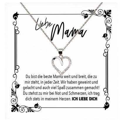 22Feels® Mama Geschenk Muttertag Geburtstag Frauen Schmuck mit Karte Herz Halskette Echt Silber Weihnachten Idee von Tochter oder Sohn-Schmuck mit Botschaftskarte - Herz21-22Feels