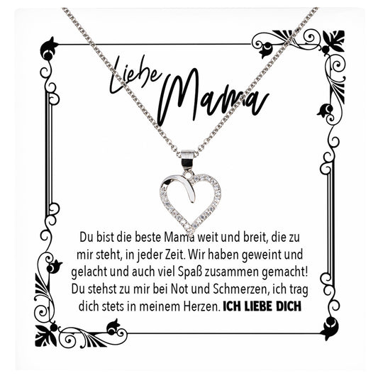 22Feels® Mama Geschenk Muttertag Geburtstag Frauen Schmuck mit Karte Herz Halskette Echt Silber Weihnachten Idee von Tochter oder Sohn-Schmuck mit Botschaftskarte - Herz21-22Feels
