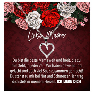 22Feels® Mama Geschenk Muttertag Geburtstag Frauen Schmuck mit Karte Herz Halskette Echt Silber Weihnachten Idee von Tochter oder Sohn-Schmuck mit Botschaftskarte - Herz21-22Feels