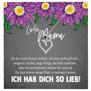 22Feels® Mama Geschenk Muttertag Geburtstag Frauen Herz Halskette mit Karte Echt Silber Schmuck Weihnachten Idee von Tochter oder Sohn-Schmuck mit Botschaftskarte - Herz21-22Feels