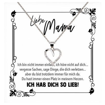 22Feels® Mama Geschenk Muttertag Geburtstag Frauen Herz Halskette mit Karte Echt Silber Schmuck Weihnachten Idee von Tochter oder Sohn-Schmuck mit Botschaftskarte - Herz21-22Feels