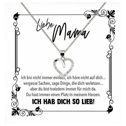 22Feels® Mama Geschenk Muttertag Geburtstag Frauen Herz Halskette mit Karte Echt Silber Schmuck Weihnachten Idee von Tochter oder Sohn-Schmuck mit Botschaftskarte - Herz21-22Feels