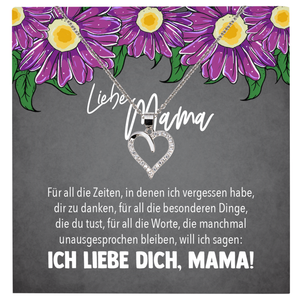 22Feels® Mama Geschenk Muttertag Geburtstag Frauen Schmuck mit Karte Herz Halskette Echt Silber Weihnachten Idee von Tochter oder Sohn-Schmuck mit Botschaftskarte - Herz21-22Feels