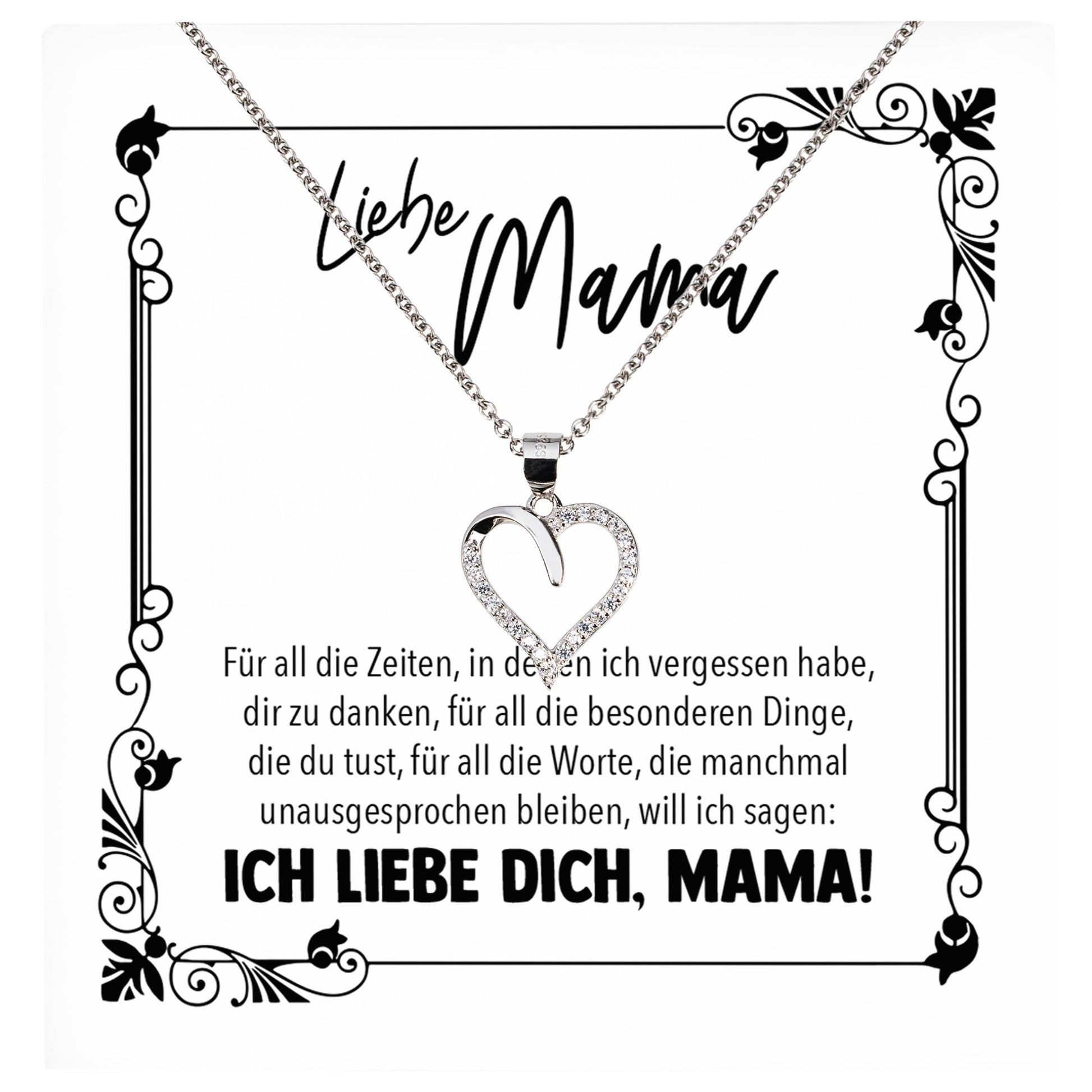 22Feels® Mama Geschenk Muttertag Geburtstag Frauen Schmuck mit Karte Herz Halskette Echt Silber Weihnachten Idee von Tochter oder Sohn-Schmuck mit Botschaftskarte - Herz21-22Feels