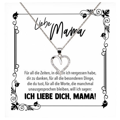22Feels® Mama Geschenk Muttertag Geburtstag Frauen Schmuck mit Karte Herz Halskette Echt Silber Weihnachten Idee von Tochter oder Sohn-Schmuck mit Botschaftskarte - Herz21-22Feels