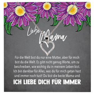 22Feels® Mama Geschenk Muttertag Geburtstag Frauen Herz Halskette mit Karte Echt Silber Schmuck Weihnachten Idee von Tochter oder Sohn-Schmuck mit Botschaftskarte - Herz21-22Feels