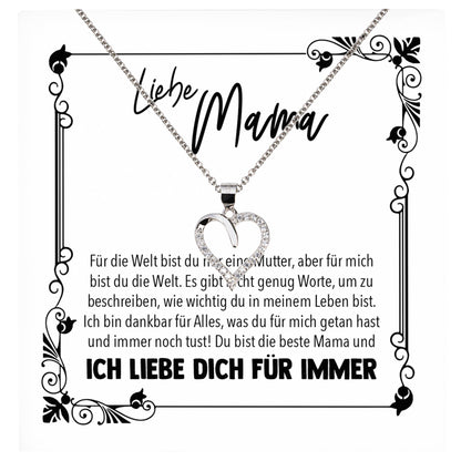 22Feels® Mama Geschenk Muttertag Geburtstag Frauen Herz Halskette mit Karte Echt Silber Schmuck Weihnachten Idee von Tochter oder Sohn-Schmuck mit Botschaftskarte - Herz21-22Feels
