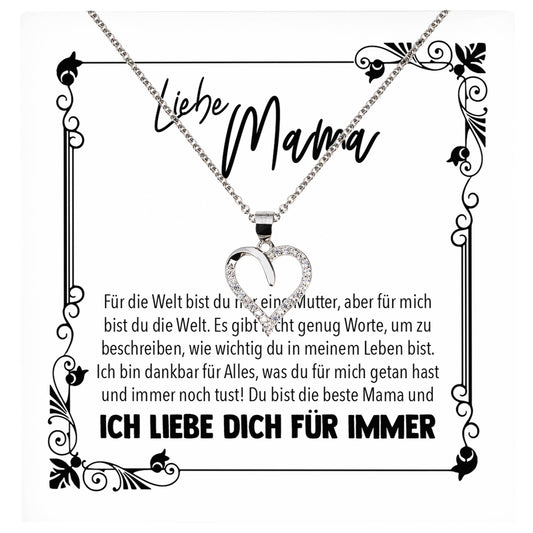 22Feels® Mama Geschenk Muttertag Geburtstag Frauen Herz Halskette mit Karte Echt Silber Schmuck Weihnachten Idee von Tochter oder Sohn-Schmuck mit Botschaftskarte - Herz21-22Feels