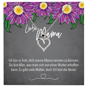 22Feels® Mama Geschenk Muttertag Geburtstag Frauen Schmuck mit Karte Herz Halskette Echt Silber Weihnachten Idee von Tochter oder Sohn-Schmuck mit Botschaftskarte - Herz21-22Feels