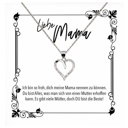 22Feels® Mama Geschenk Muttertag Geburtstag Frauen Schmuck mit Karte Herz Halskette Echt Silber Weihnachten Idee von Tochter oder Sohn-Schmuck mit Botschaftskarte - Herz21-22Feels
