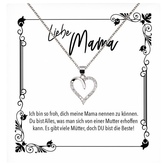 22Feels® Mama Geschenk Muttertag Geburtstag Frauen Schmuck mit Karte Herz Halskette Echt Silber Weihnachten Idee von Tochter oder Sohn-Schmuck mit Botschaftskarte - Herz21-22Feels
