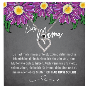 22Feels® Mama Geschenk Muttertag Geburtstag Frauen Herz Halskette mit Karte Echt Silber Schmuck Weihnachten Idee von Tochter oder Sohn-Schmuck mit Botschaftskarte - Herz21-22Feels