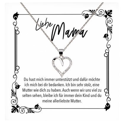 22Feels® Mama Geschenk Muttertag Geburtstag Frauen Herz Halskette mit Karte Echt Silber Schmuck Weihnachten Idee von Tochter oder Sohn-Schmuck mit Botschaftskarte - Herz21-22Feels