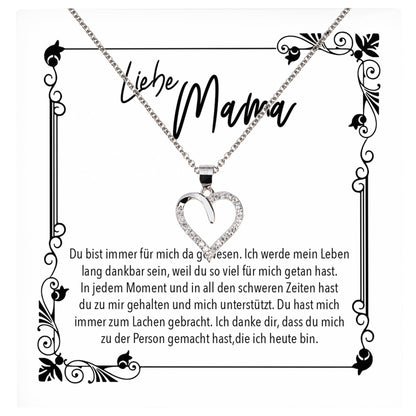22Feels® Mama Geschenk Muttertag Geburtstag Frauen Schmuck mit Karte Herz Halskette Echt Silber Weihnachten Idee von Tochter oder Sohn-Schmuck mit Botschaftskarte - Herz21-22Feels