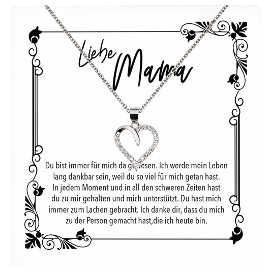 22Feels® Mama Geschenk Muttertag Geburtstag Frauen Schmuck mit Karte Herz Halskette Echt Silber Weihnachten Idee von Tochter oder Sohn-Schmuck mit Botschaftskarte - Herz21-22Feels